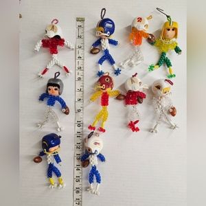 Vintage Beaded NFL Players Ornaments